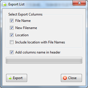 Export file list